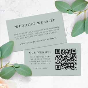 Cartão De Informações Site de Casamento   Código QR RSVP Chic Elegante