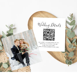 Cartão De Informações Site de Casamento | Código QR  RSVP de Foto Minima