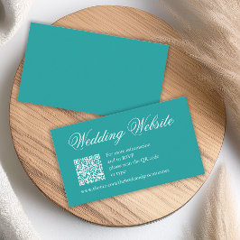 Cartão De Informações Site de casamento com código QR em azul verde e te
