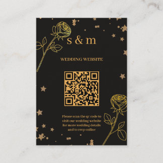 Cartão De Informações Site de Casamento com Código QR em Luxo Moderno co