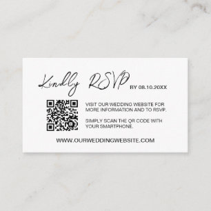 Cartão De Informações Site de casamento com código QR minimalista orçame