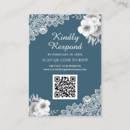 Cartão De Informações Site de casamento com código QR para RSVP de renda