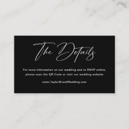 Cartão De Informações Site de casamento com detalhes em preto e branco