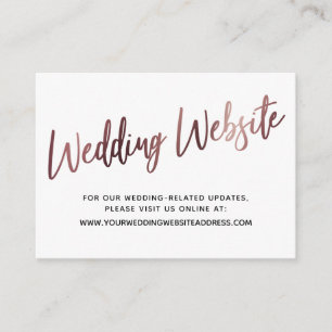 Cartão De Informações Site de casamento com escrita em Rose Gold, Salve 