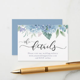 Cartão De Informações Site de casamento com flores de hortênsia