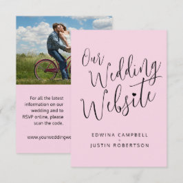 Cartão De Informações site de casamento coração preto rosa código QR
