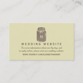 Cartão De Informações Site de Casamento Country Burlap Mason Jar