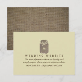 Cartão De Informações Site de Casamento Country Burlap Mason Jar