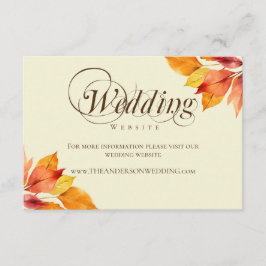 Cartão De Informações Site de Casamento de Caligrafia Rustic Fall Deixa