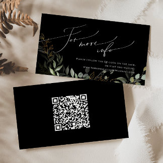 Cartão De Informações Site de Casamento de Código QR Dourado e Preto Ver