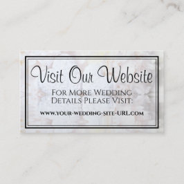 Cartão De Informações Site de Casamento de Corações Brancos e Flores de