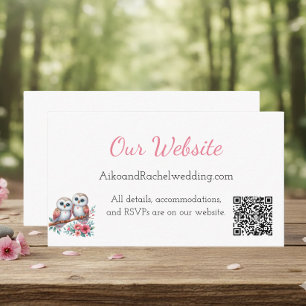 Cartão De Informações Site de casamento de coruja boêmio rústico da flor