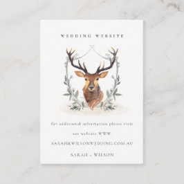 Cartão De Informações Site de Casamento de Crest Floral Dusky Deer Dusky
