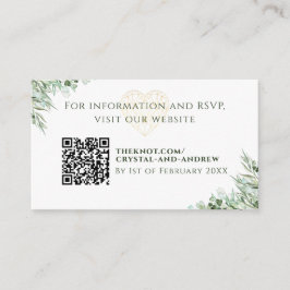 Cartão De Informações Site de Casamento de Foliage do Coração Elegante E