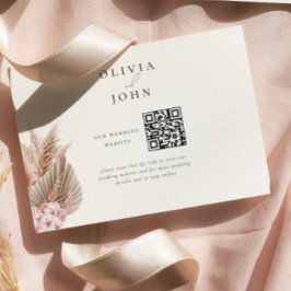 Cartão De Informações Site de Casamento de Grama Pampas Boêmio Elegante