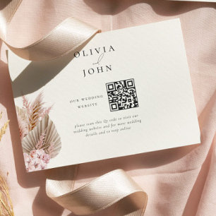 Cartão De Informações Site de Casamento de Grama Pampas Boêmio Elegante