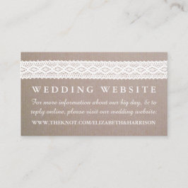 Cartão De Informações Site de Casamento de Locais Brancos Rustic Kraft &