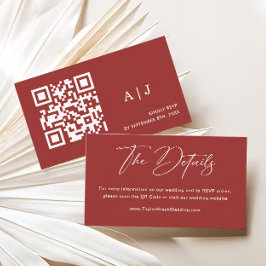 Cartão De Informações Site de Casamento de Natal Vermelho Elegante