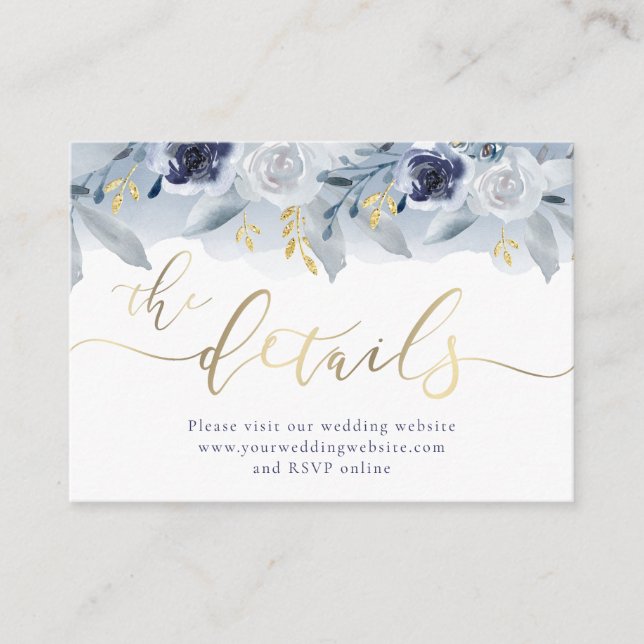 Cartão De Informações Site de Casamento de Rosas Azuis (Frente)