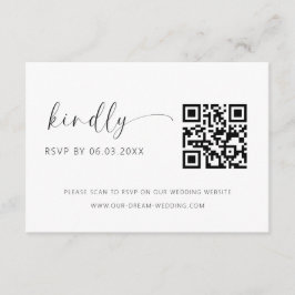 Cartão De Informações Site de Casamento de RSVP Minimalista de Código QR