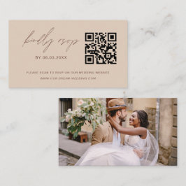 Cartão De Informações Site de Casamento de RSVP Minimalista de Código QR