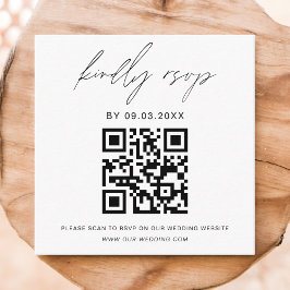 Cartão De Informações Site de Casamento de RSVP Minimalista de Código QR
