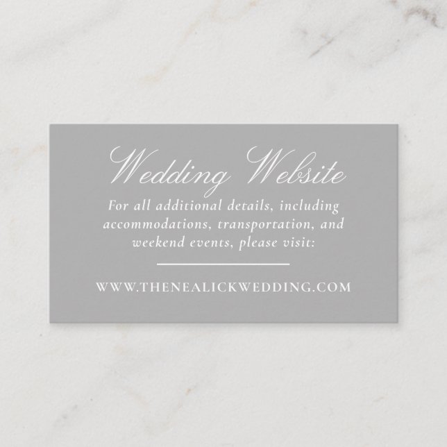 Cartão De Informações Site de Casamento de Script de Lace Elegante (Frente)
