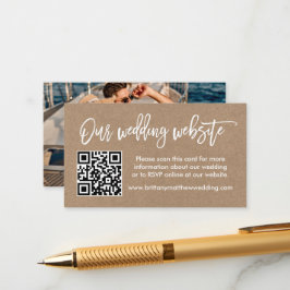 Cartão De Informações Site de Casamento de Script de Pincel Foto QR Kraf