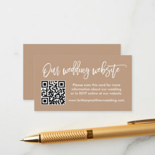 Cartão De Informações Site de Casamento de Script de Pincel Moderno QR T