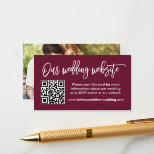 Cartão De Informações Site de Casamento de Script de Pincel Website QR F