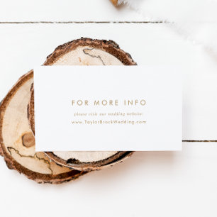 Cartão De Informações Site de Casamento de Tipografia Dourada Chic