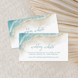Cartão De Informações Site de Casamento de Verão no Oceano em Aquarela