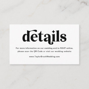 Cartão De Informações Site de Casamento Disco Preto e Branco