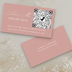 Cartão De Informações Site de Casamento Dourado de Código QR RSVP Online