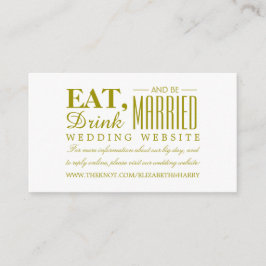 Cartão De Informações Site de casamento Eat, Drink and be Married Gold