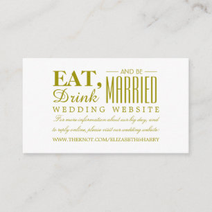 Cartão De Informações Site de casamento Eat, Drink and be Married Gold