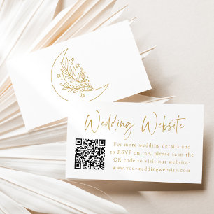 Cartão De Informações Site de Casamento Elegant Moon and Stars Gold