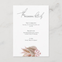 Cartão De Informações Site de Casamento Elegante Boêmio com Grama de Pam