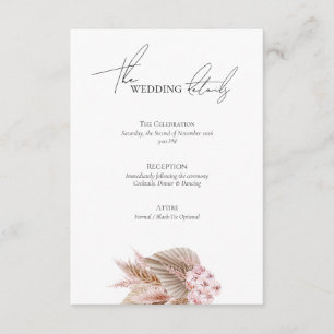 Cartão De Informações Site de Casamento Elegante Boêmio com Grama de Pam