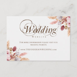 Cartão De Informações Site de Casamento Elegante Boho com Grama de Pampa