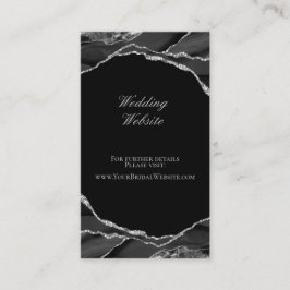 Cartão De Informações Site de Casamento Elegante com Folha de Prata e Ág