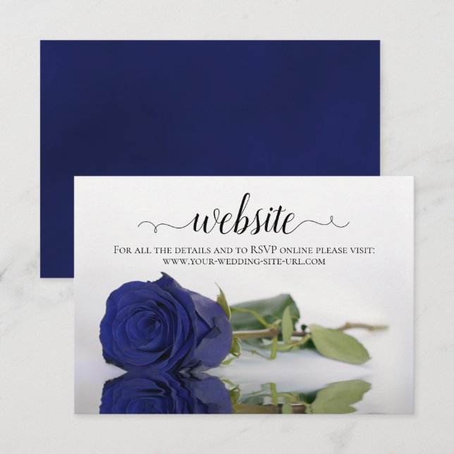 Cartão De Informações Site de Casamento Elegante de Rosa Azul de Profund (Frente/Verso)