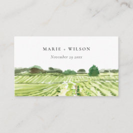 Cartão De Informações Site de casamento elegante em aquarela de vinícola