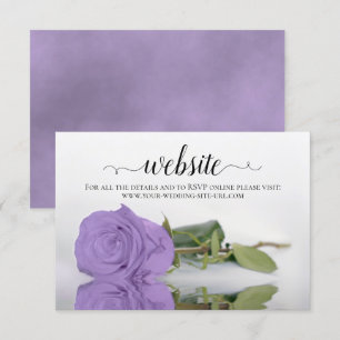 Cartão De Informações Site de Casamento Elegante Rosa de lavanda Roxo de