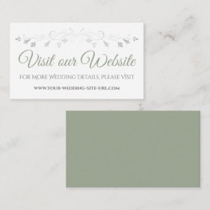 Cartão De Informações Site de Casamento Elegante Verde e Branco de Sage