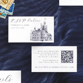 Cartão De Informações Site de Casamento em Castelo Vintage Elegante
