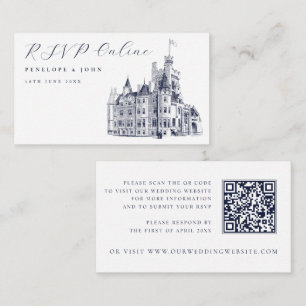 Cartão De Informações Site de Casamento em Castelo Vintage Elegante