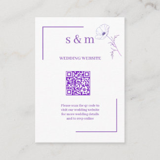 Cartão De Informações Site de casamento em código QR com arte de linha r