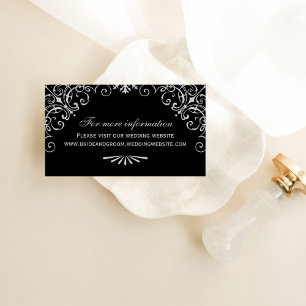 Cartão De Informações Site de Casamento em Deco de Arte Negra e Silver