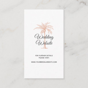 Cartão De Informações Site de Casamento em Mármore Rosa Cobre Palm Beach